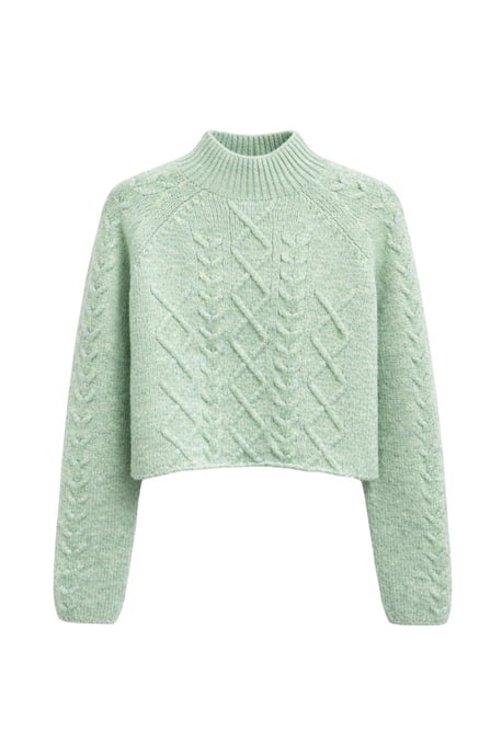 Rippstrick-Pullover mit Argyle-Muster und halbem Stehkragen - Image 1