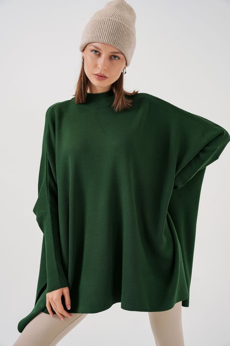 Oversized Halbsteher-Langarm-Strickpullover - Image 1
