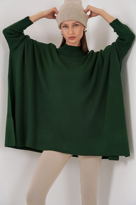 Oversized Halbsteher-Langarm-Strickpullover - Image 4