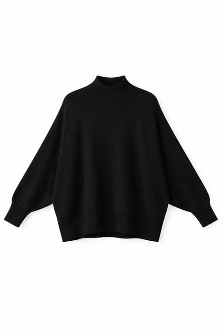 Oversized Rippstrick-Halbrollkragenpullover - Image 1