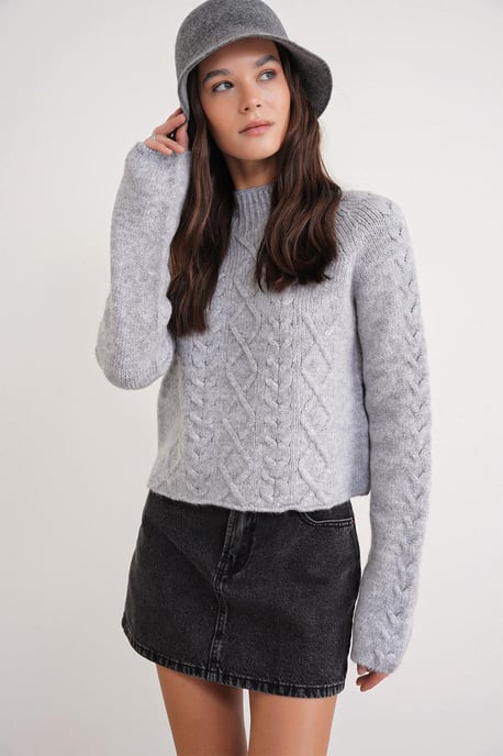 Rippstrick-Pullover mit Argyle-Muster und halbem Stehkragen - Image 3