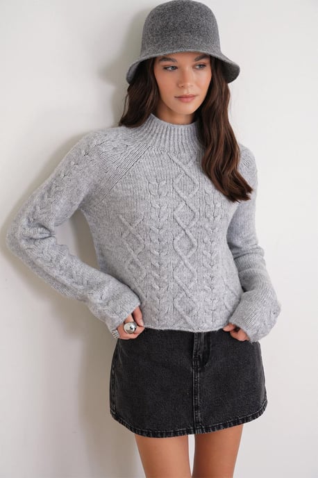 Rippstrick-Pullover mit Argyle-Muster und halbem Stehkragen - Image 4