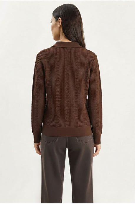 Strukturierter Polo-Kragen-Pullover - Image 5