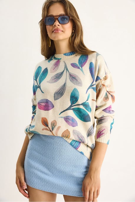 Musterstrickpullover mit Rundhalsausschnitt - Image 1