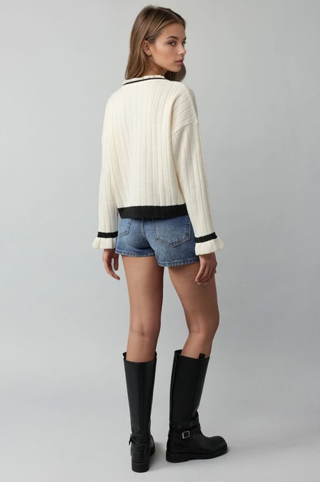Gestreifter Strickpullover mit Rundhalsausschnitt - Image 3