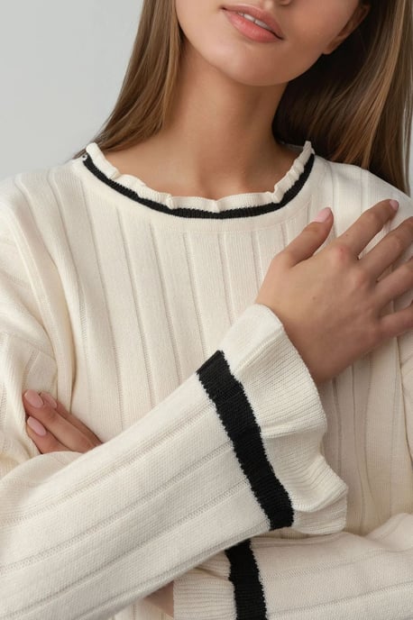 Gestreifter Strickpullover mit Rundhalsausschnitt - Image 5
