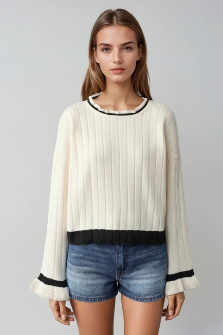 Gestreifter Strickpullover mit Rundhalsausschnitt - Image 6