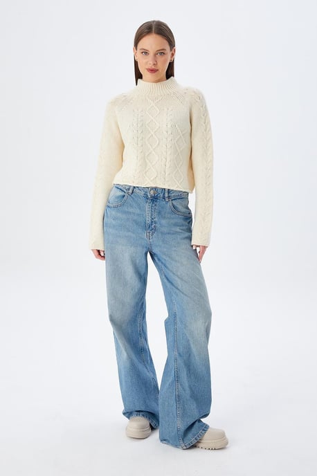 Rippstrick-Pullover mit Argyle-Muster und halbem Stehkragen - Image 2