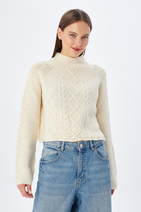 Rippstrick-Pullover mit Argyle-Muster und halbem Stehkragen - Image 3