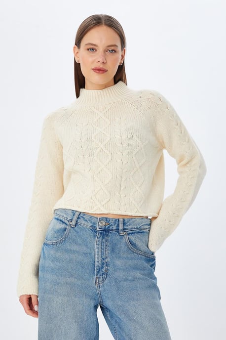 Rippstrick-Pullover mit Argyle-Muster und halbem Stehkragen - Image 5