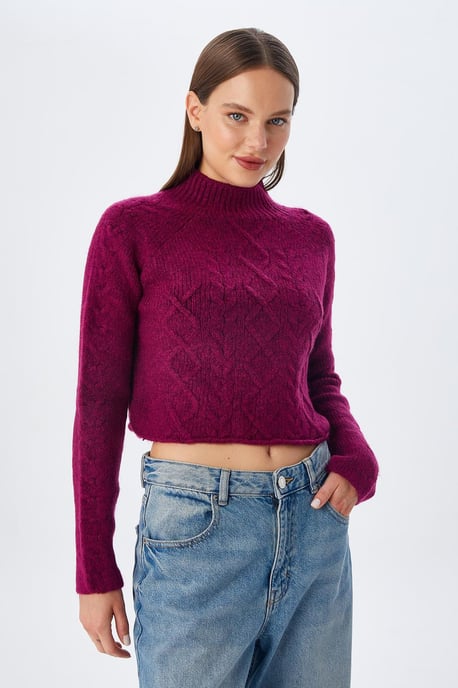 Rippstrick-Pullover mit Argyle-Muster und halbem Stehkragen - Image 3