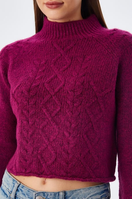 Rippstrick-Pullover mit Argyle-Muster und halbem Stehkragen - Image 4