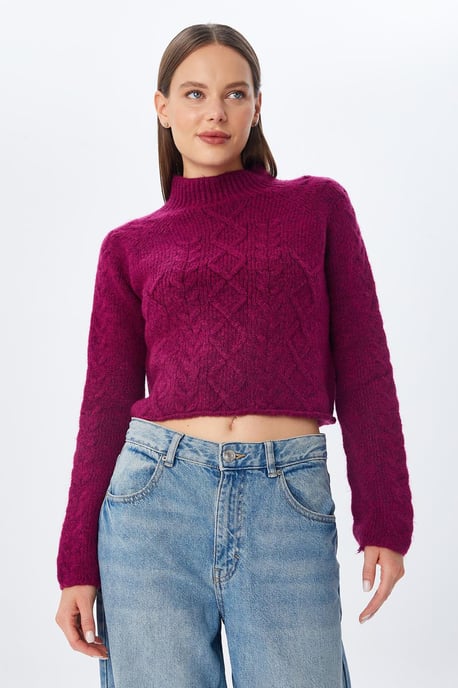 Rippstrick-Pullover mit Argyle-Muster und halbem Stehkragen - Image 5