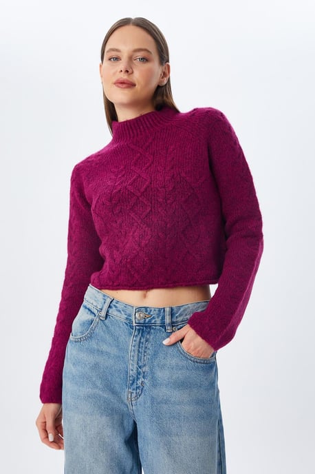 Rippstrick-Pullover mit Argyle-Muster und halbem Stehkragen - Image 6