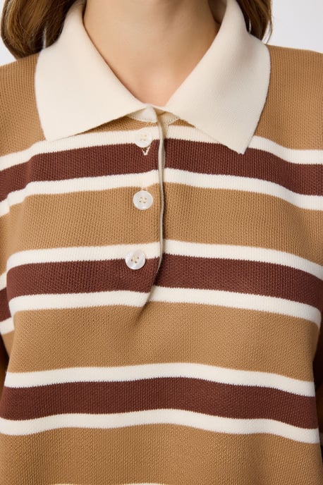 Gestreifter Pullover mit Polokragen - Image 4