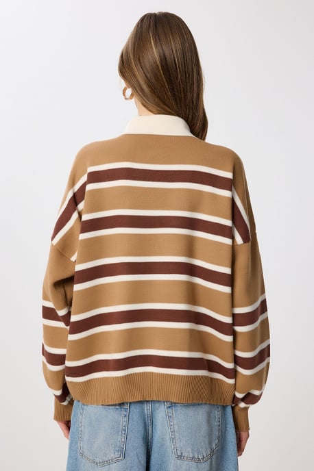 Gestreifter Pullover mit Polokragen - Image 5