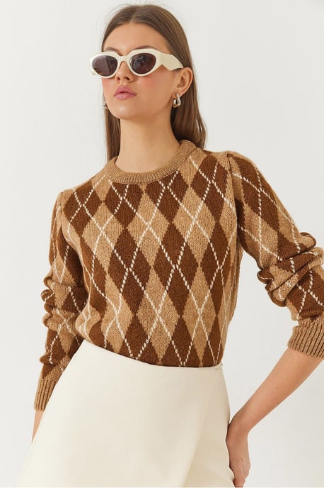 Baklava-Muster Crew-Neck Strickpullover - Image 1