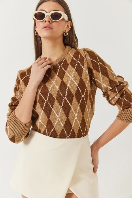 Baklava-Muster Crew-Neck Strickpullover - Image 4