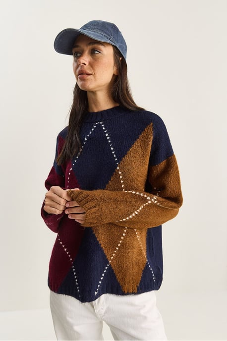 Oversized Strickpullover mit Diamantmuster - Image 4