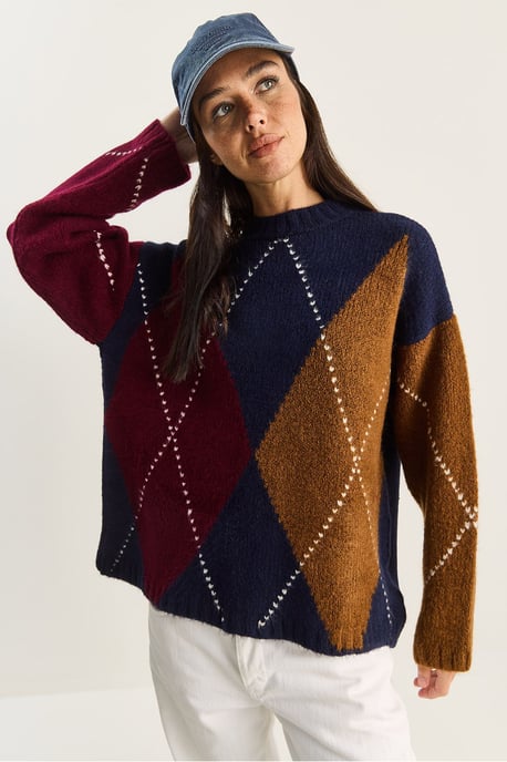 Oversized Strickpullover mit Diamantmuster - Image 5