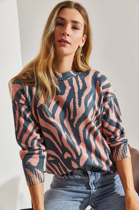 Musterstrickpullover mit Rundhalsausschnitt - Image 1