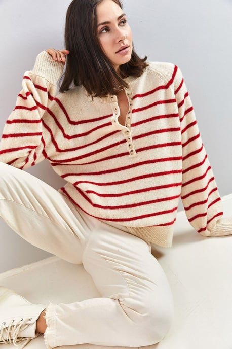 Knopfkragen-Strickpullover - Image 1