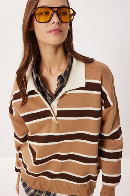 Rippstrick Polo-Kragenpullover - Image 2