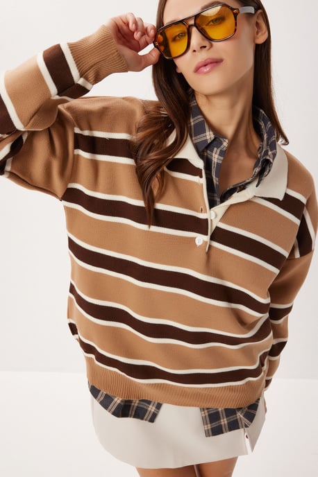 Rippstrick Polo-Kragenpullover - Image 3