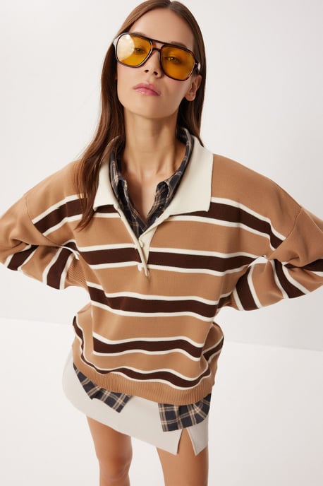 Rippstrick Polo-Kragenpullover - Image 4