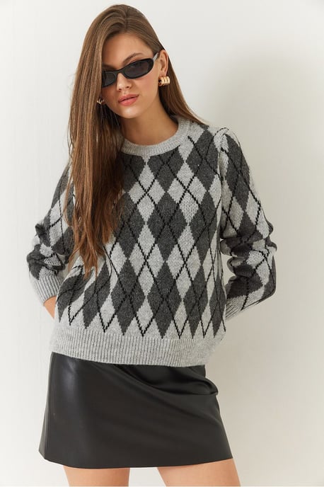 Baklava-Muster Rundhals-Strickpullover - Image 3