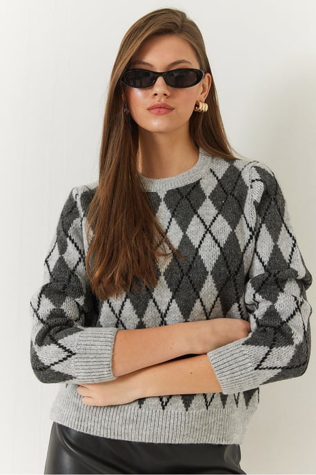 Baklava-Muster Rundhals-Strickpullover - Image 4