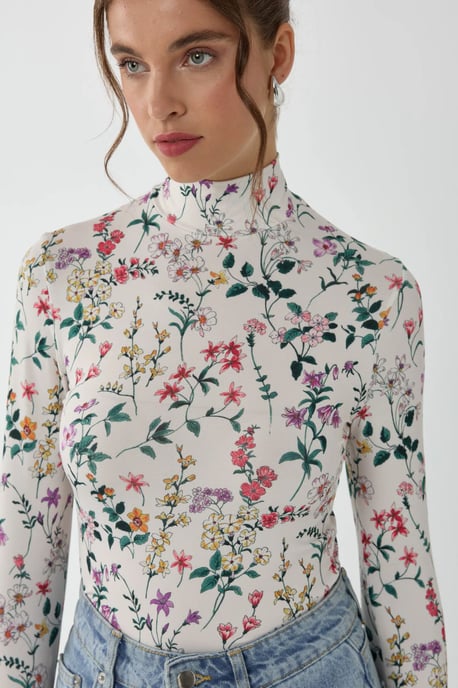 Blumenmuster Langarmpullover - Image 3