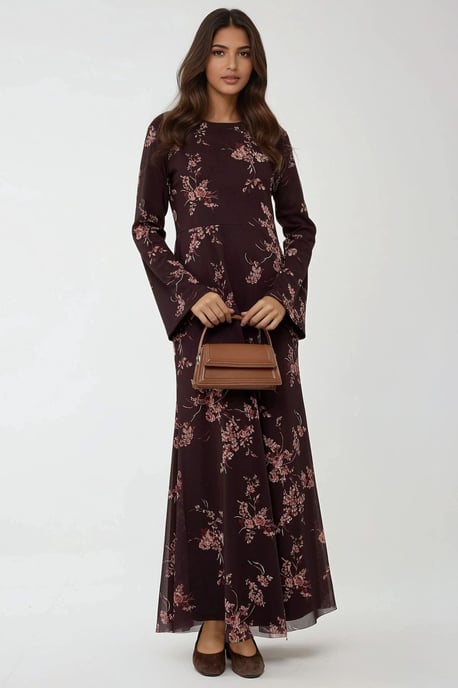 Blumenmuster Modest Kleid - Image 1