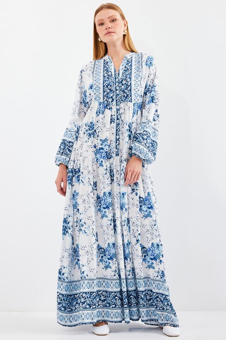 Gemustertes V-Ausschnitt Maxikleid - Image 2