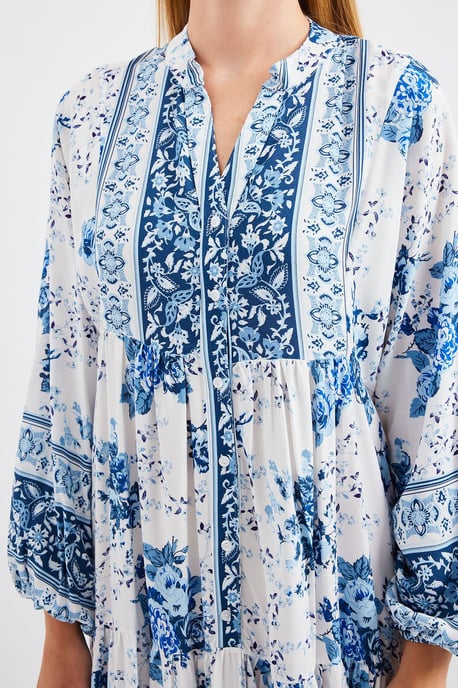 Gemustertes V-Ausschnitt Maxikleid - Image 6