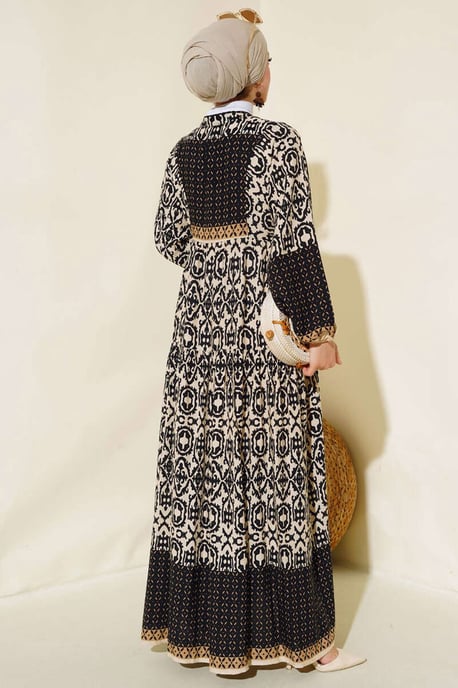 Gemustertes V-Ausschnitt Maxikleid - Image 4