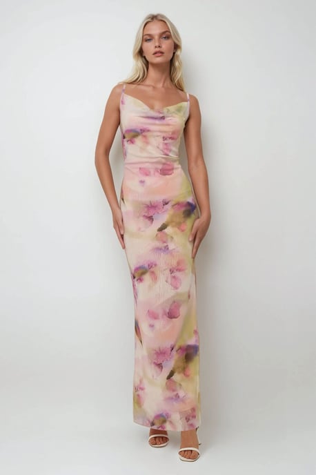 Bedrucktes Bodycon-Maxikleid aus Tüll - Image 2