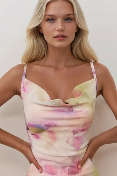 Bedrucktes Bodycon-Maxikleid aus Tüll - Image 3