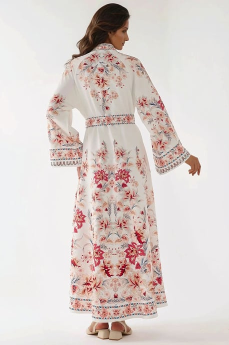Bedrucktes Maxikleid mit langen Ärmeln und Gürtel - Image 5