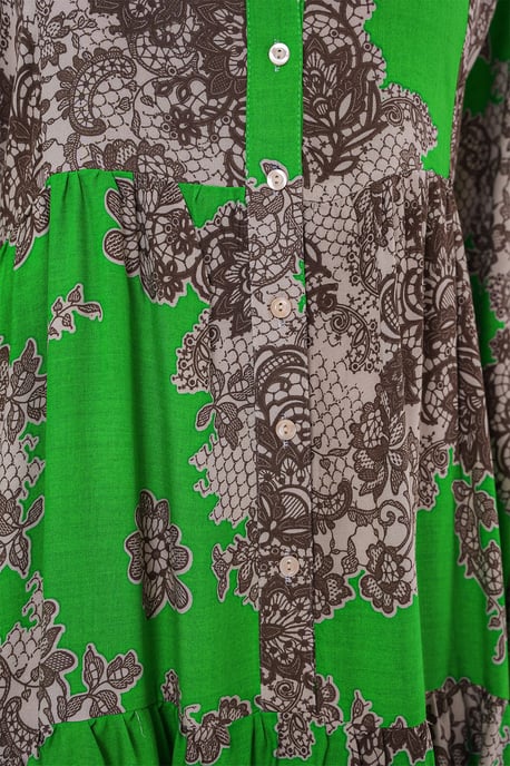 Gedrucktes V-Ausschnitt Maxikleid mit Knopfverschluss - Image 4