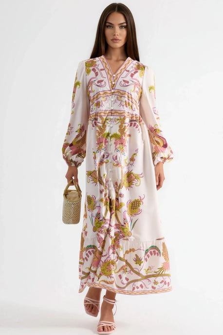 Gürteltop Maxi-Kleid mit V-Ausschnitt - Image 5