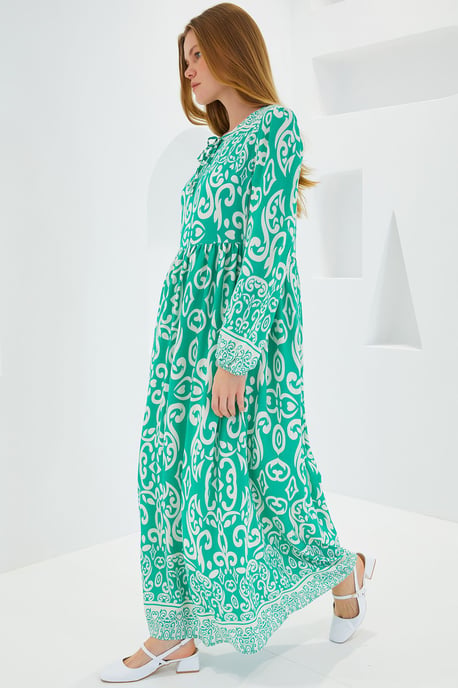 Muster Maxi-Kleid mit Bindeband - Image 3