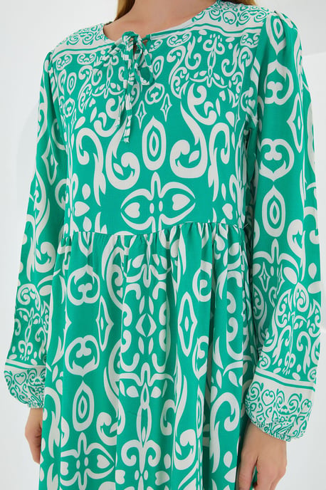 Muster Maxi-Kleid mit Bindeband - Image 4