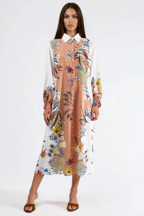 Blumen-Maxi-Kleid mit Knopfverschluss - Image 4