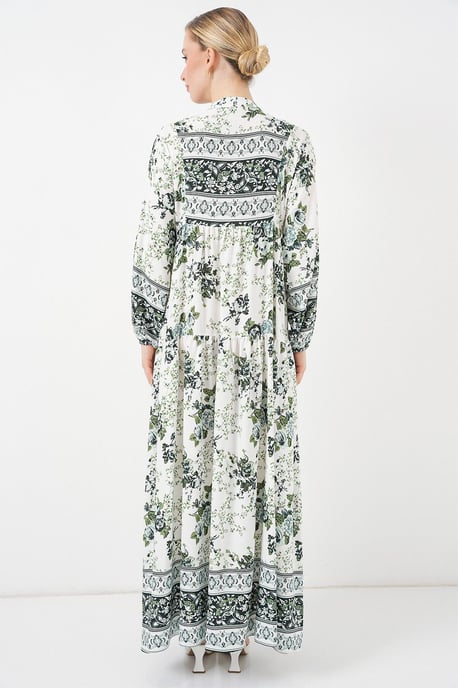 Gemustertes V-Ausschnitt Maxikleid - Image 6