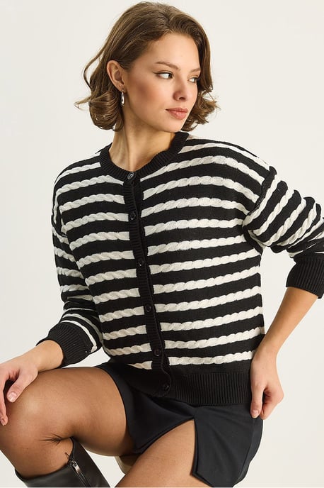 Haarzopf Strickjacke mit Knopfverschluss - Image 1