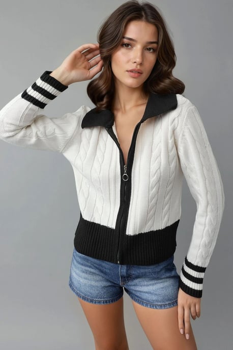 Polo-Hals Reißverschluss-Cardigan - Image 1