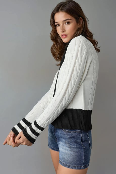 Polo-Hals Reißverschluss-Cardigan - Image 2