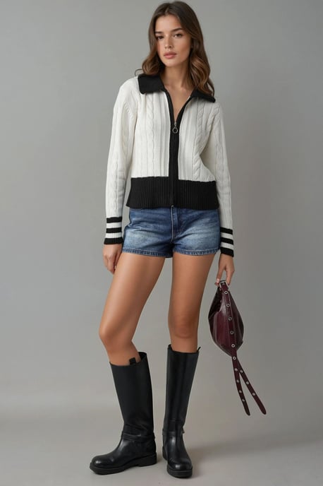 Polo-Hals Reißverschluss-Cardigan - Image 5