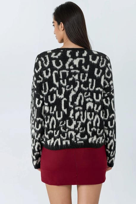 Jacquard Langarm-Button-Cardigan - Image 3